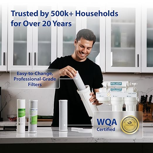 APEC WATER - Reverse Osmosis Water Filter System (ROES-50) Essence Series - 5-Stage Filtration - 50 GPD - Removes 99.99% of Impurities - DIY Install - WQA Certified - Under Sink Reverse Osmosis System