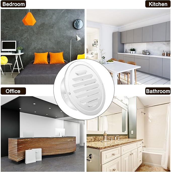 Zonon 36 Pcs Stainless Steel Soffit Vents 4 Inch Round Dryer Vent Cover with Mesh Screen for Home Outdoor Bathroom Wall Ceiling Outside Exterior Exhaust (White)