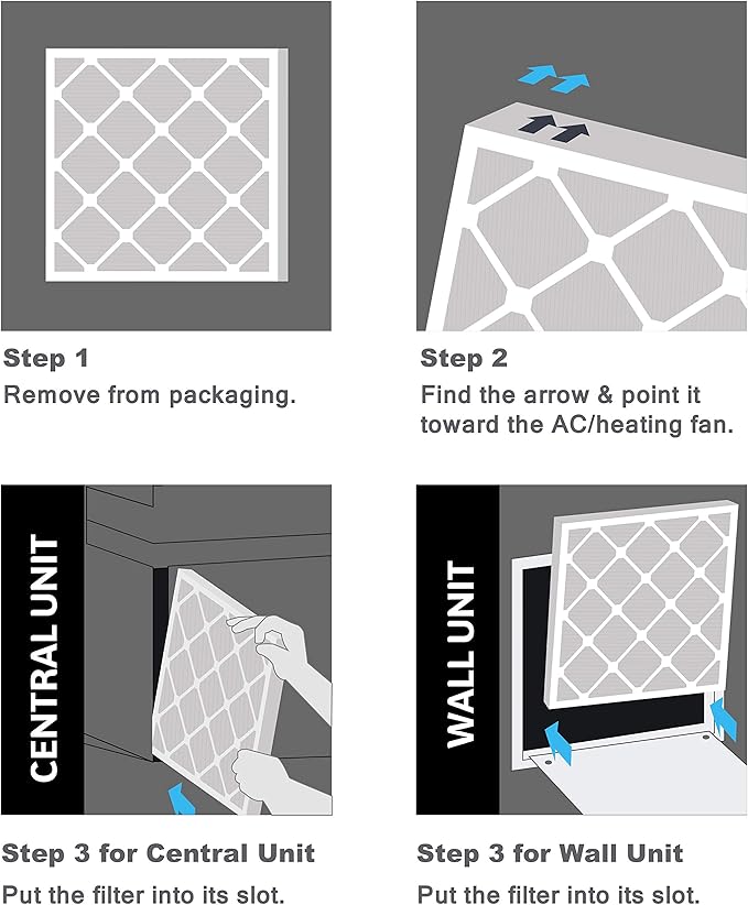 Aerostar 16x18x1 MERV 8 Air Filter, Pleated AC Furnace HVAC Filters (15.875x17.875x0.75), Electrostatically Charged for Allergies Dust Pet Dander Pollen Mold Lint, MPR 600 FPR 5, USA, 6 Pack