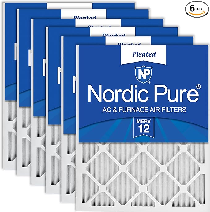 Nordic Pure 20x30x1 (Actual Size: 19 5/8 x 29 5/8 x 3/4) Pleated MERV 12 Air Filters 6 Pack
