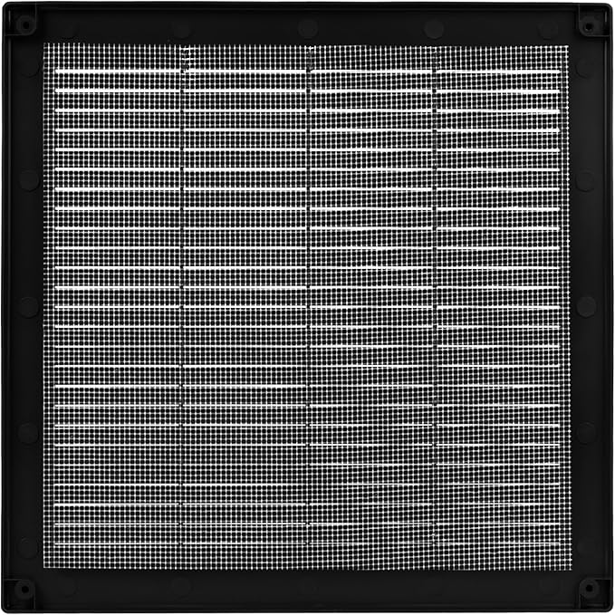 Vent Systems 10" x 10" Inch (Opening Dimensions) - Pack of 5 - Plastic Black Soffit Vent Cover - Flat Square Air Vent Grille - Air Vent Deflector - HVAC 12" x 12" Inch (Overall Dimensions)