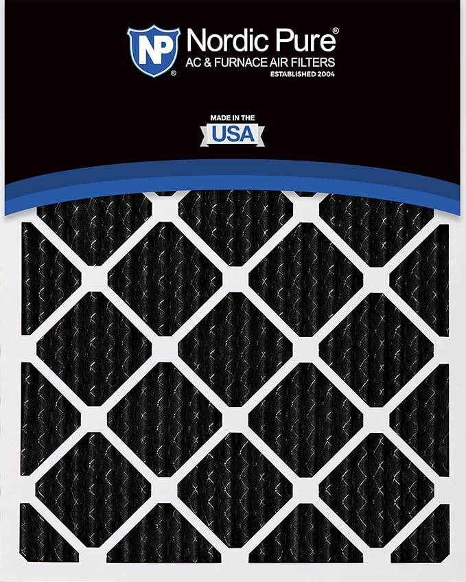 Nordic Pure 20x30x1 (Actual Size: 19 5/8 x 29 5/8 x 3/4) Pure Carbon Pleated Odor Reduction Furnace Air Filters 2 Pack