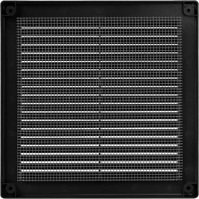 Vent Systems 6" x 6" (Opening Dimensions) - Pack of 2 - Black Plastic Soffit Vent Cover - Durable Flat Square Air Vent Grille with Mesh Screen - Ventilation Grill Wall & Ceiling Indoor & Outdoor
