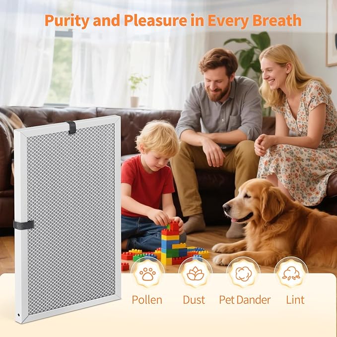 2-Pack 16x24x1 MERV 8 Reusable & Washable Electrostatic Air Filters - Long-Lasting Filter for HVAC, Furnace & Air Conditioner Units, Actual Size: 15-5/8” x 23-5/8” x 7/8”
