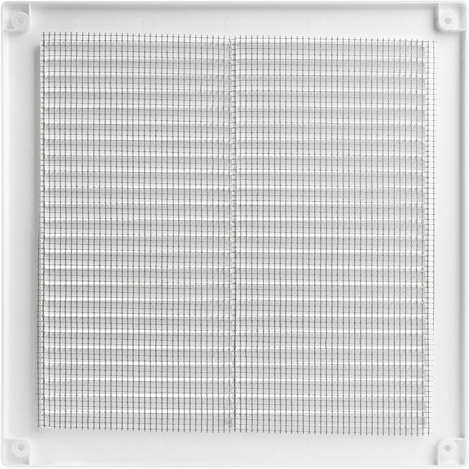 Vent Systems 8" x 8" Inch (Opening Dimensions) - Pack of 2 - Plastic White Soffit Vent Cover - Flat Square Air Vent Grille - Air Vent Deflector - HVAC 10" x 10" Inch (Overall Dimensions)