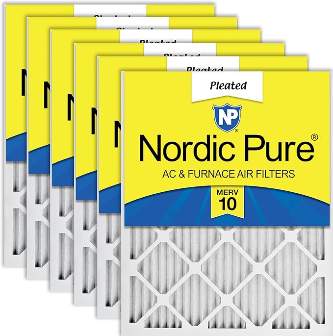 Nordic Pure 20x30x1 (19 5/8 x 29 5/8 x 3/4) Pleated MERV 10 Air Filters 6 Pack