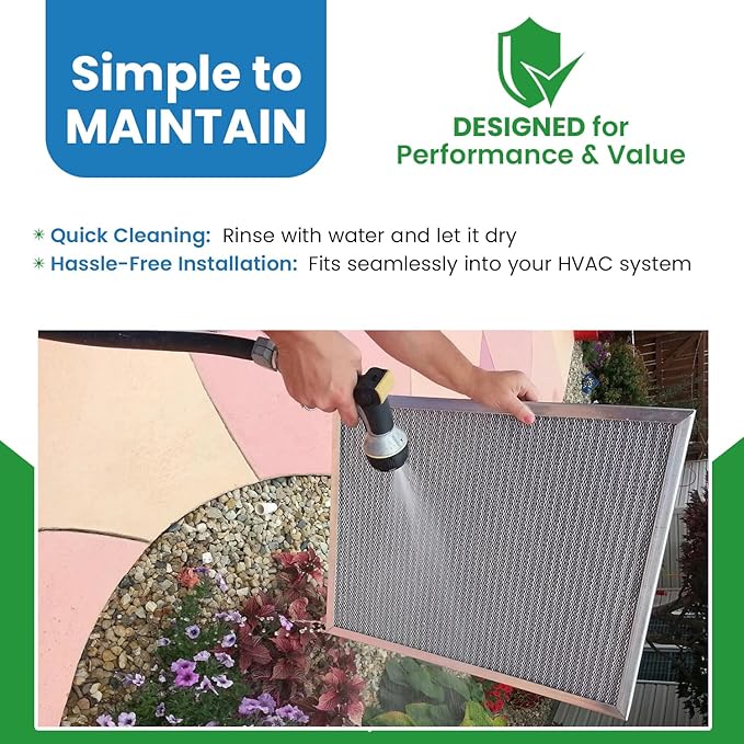 Filter Everything Electrostatic Washable Furnace Filter – 16-3/8 x 21-1/2 x 1 – Reusable HVAC Air Filter with Durable Aluminum Frame