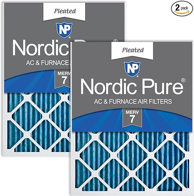 Nordic Pure 20x30x1 (Actual Size: 19 5/8 x 29 5/8 x 3/4) Pleated MERV 7 Air Filters 2 Pack