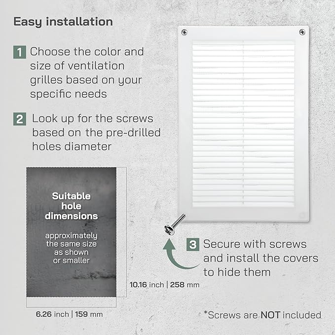 Vent Systems 6" x 10" Inch (Opening Dimensions) - Pack of 50 - Plastic White Soffit Vent Cover - Flat Rectangular Air Vent Grille - Air Vent Deflector - HVAC 8" x 12" Inch (Overall Dimensions)