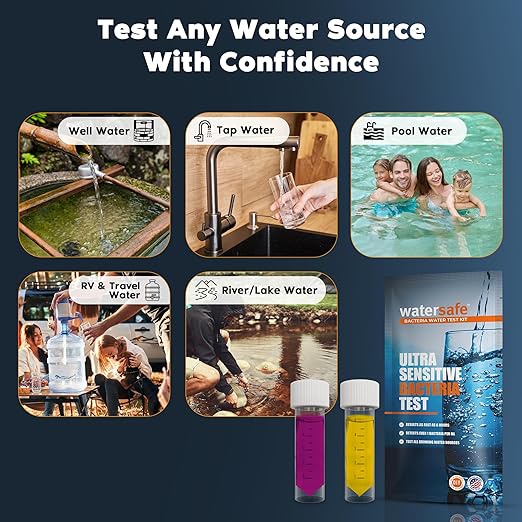 Watersafe® Bacteria Water Test Kit – USA-Made – Results as Fast as 6 Hours – Detects Coliform (Inc. E. coli) & Non-Coliform Bacteria in Drinking, Well & Tap Water – Lab-Quality Testing – 2 Pack