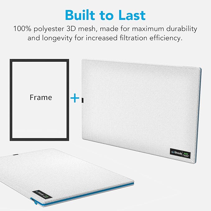 AirThreds 16x20x1 Air Filter for AC HVAC Furnace, Machine Washable & Dryer Friendly MREV 8 Plus Reusable Protection Filters