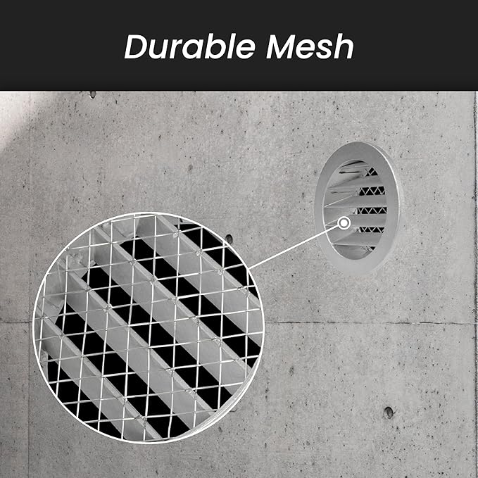 Repa Market 10" Inch Aluminum Gray Soffit Air Vent Cover - Louvered Round Gable Vent with Mesh Screen - Exhaust/Intake Ventilation Grill - House, Attic, Bathroom - Indoor/Outdoor Metal Duct Grate