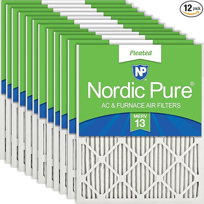 Nordic Pure 18x18x1 (Actual Size: 17 3/4 x 17 3/4 x 3/4) Pleated MERV 13 Air Filters 12 Pack