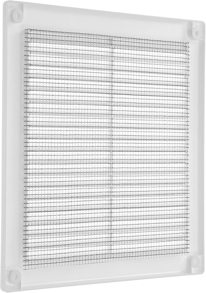 Vent Systems 4.5" x 4.5" Inch (Opening Dimensions) Plastic White Soffit Vent Cover - Flat Square Air Vent Grille - Air Vent Deflector - HVAC 6" x 6" Inch (Overall Dimensions)