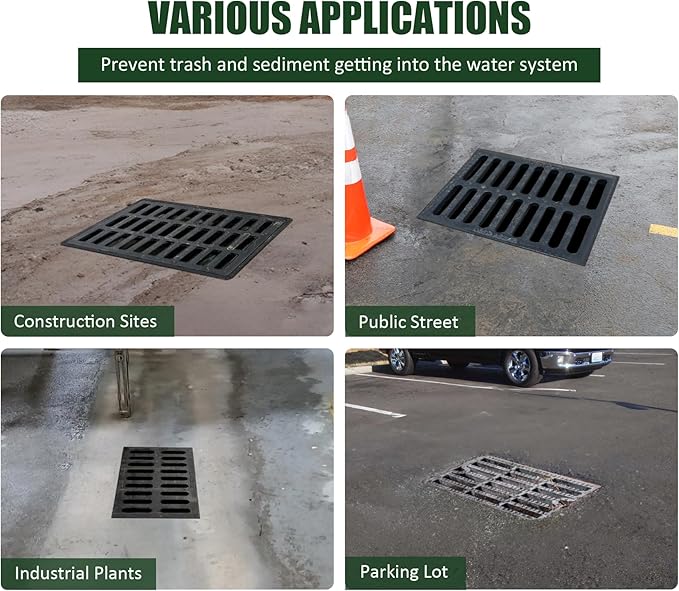 PET Storm Drain Filter-47.2x47.2x23.6in Oil & Sediment Guard with 4 Lifting Loops,Square Witches Hat Catch Basin Filter for Parking lot Street Construction Site Industrial Plant