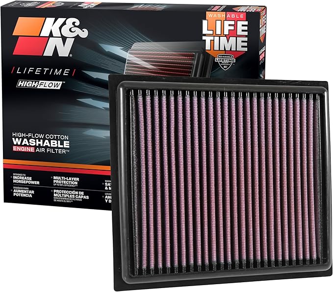 K&N High-Flow Original Lifetime Engine Air Filter: Increase Power: Premium, Washable: Compatible with 2014-2025 Alfa Romeo/Fiat/Jeep/Ram: Tonale, 500, Toro, Compass, Renegade, Promaster, 33-5034