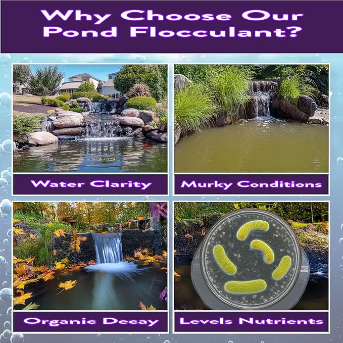 PONDSCAPE Pond Flocculant – Clears Cloudy & Murky Pond Water – Fast-Acting Water Clarifier for Ponds, Water Gardens & Fountains – Safe, Biodegradable Formula