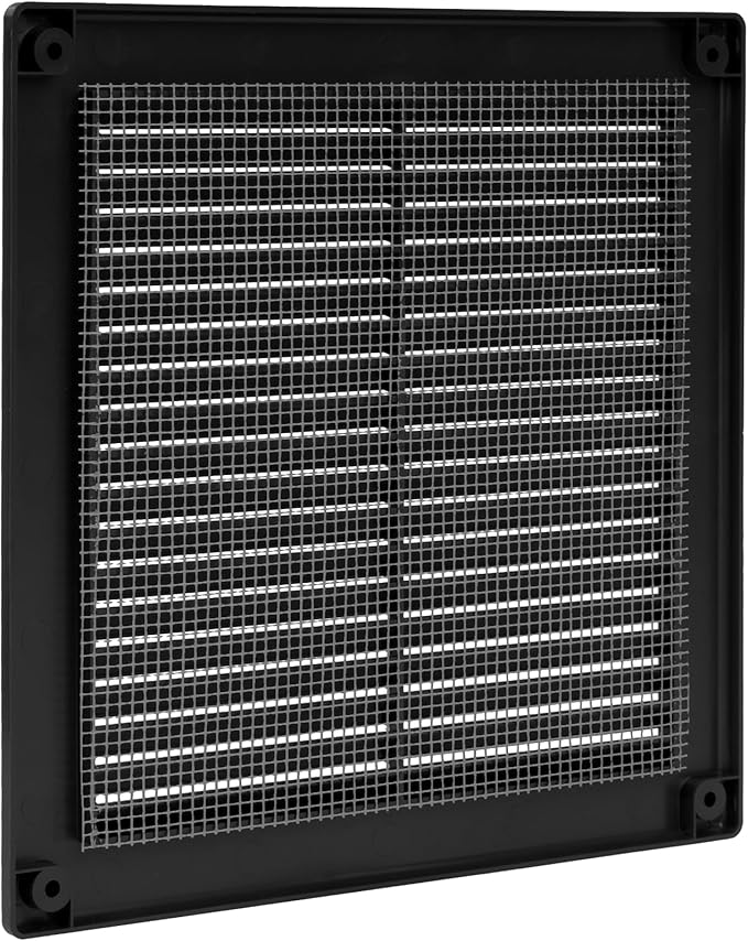 Vent Systems 6" x 6" Inch (Opening Dimensions) - Pack of 10 - Plastic Black Soffit Vent Cover - Flat Square Air Vent Grille - Air Vent Deflector - HVAC 8" x 8" Inch (Overall Dimensions)