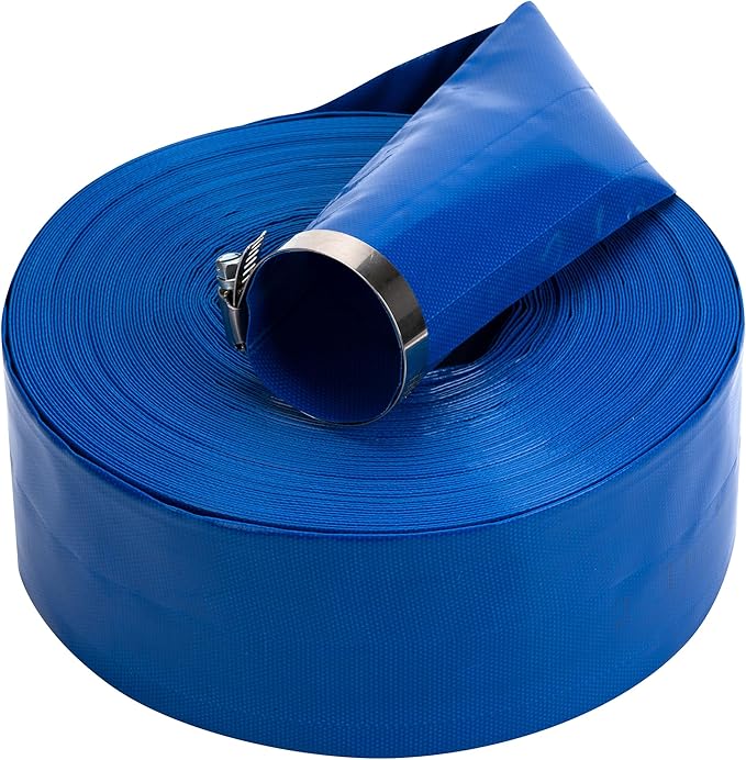 2-1/2 in x 25 ft Pool Backwash Hose Heavy Duty Drain Discharge Double PVC Lay flat General Purpose Vinyl Hose, Burst Resistant for Water Transfer Sump Pump Pool Filter (2.5in 25ft fiber reinforced)