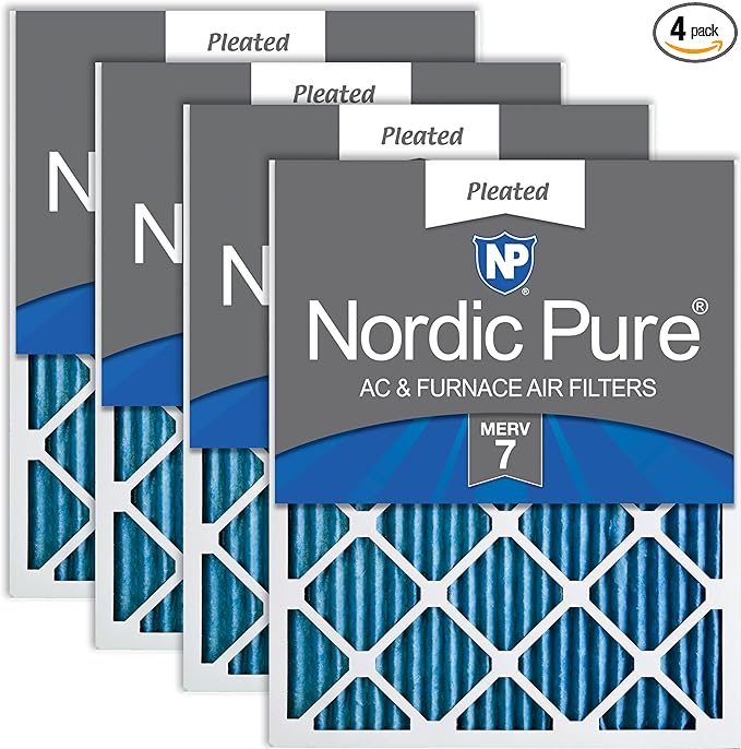 Nordic Pure 20x30x1 (Actual Size: 19 5/8 x 29 5/8 x 3/4) Pleated MERV 7 Air Filters 4 Pack