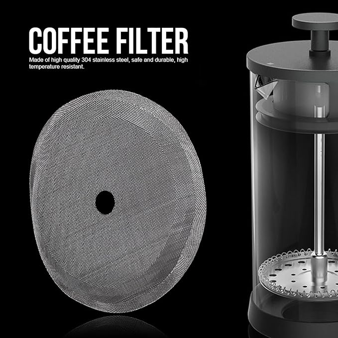 5Pcs 304 Stainless Steel Coffee Mesh Filter Portable Reusable Cofffe Pot Mesh Filter Coffee Making Tool Mesh Accessory (Medium-800ml)
