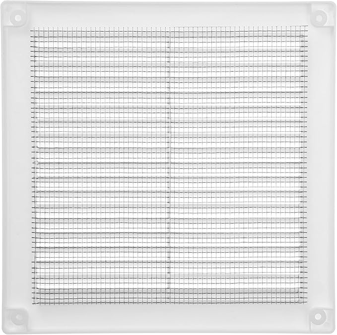 Vent Systems 6" x 6" Inch (Opening Dimensions) - Pack of 10 - Plastic White Soffit Vent Cover - Flat Square Air Vent Grille - Air Vent Deflector - HVAC 8" x 8" Inch (Overall Dimensions)
