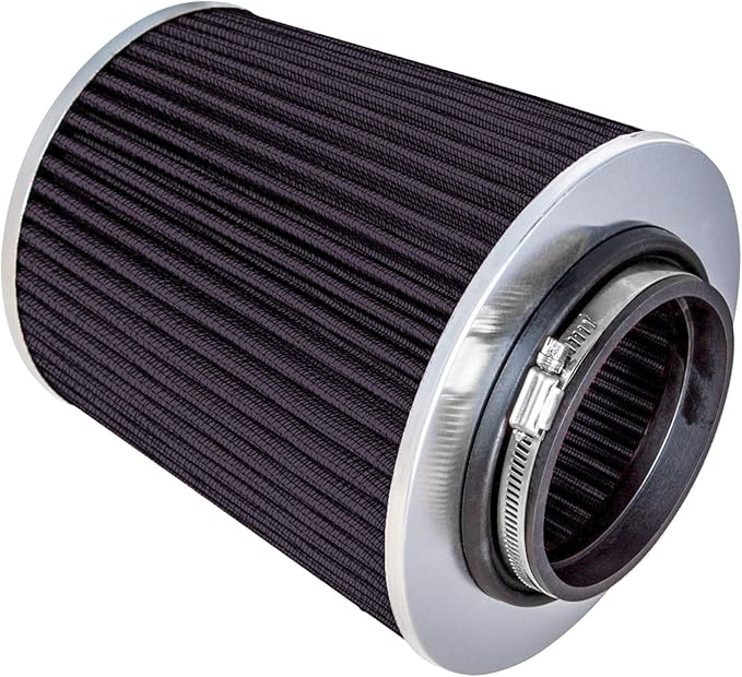 Mortar Aftermarket Auto Air Filter Replacement - Car Enthusiast Class Universal Cold Air Intake Gulps in More Air for More Engine Power & Passionate Induction Sound, 2.5 In, Black