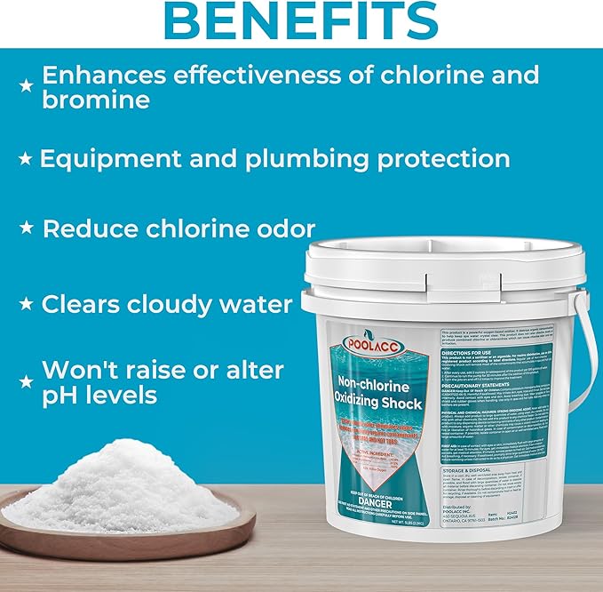 Non-Chlorine Spa Shock for Hot Tub, Chlorine-Free Shock Treatment for Hot Tubs, Spas and Swimming Pools, Quick Dissolving, Fast Acting Oxidizing Shock for Crystal Clear Water- 5lbs*8 Packs
