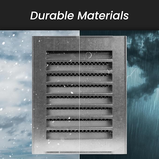 Repa Market 20" x 8" Inch (Inner Dimensions) Galvanized Steel Black Soffit Air Vent Cover - Louvered Square Gable Vent with Mesh Screen - Exhaust/Intake Ventilation Grill - Outdoor Metal Duct Grate