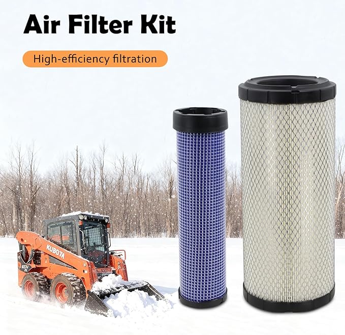59800-26110 3A111-19130 Air Filter Kit Fit for Kubota Skid Steer Loader SSV65 SSV75 SVL75 SVL75-2 SVL75C SVL75C-2 Replaces# P827653 P829332