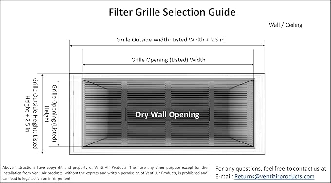 Venti Air 24" X 24" Steel Return Air Filter Grille - Removable Face/Door for 1 inch Filters - HVAC Duct Cover Grill (2-3 Business Day Delivery) [Outer Dimension: 26.5"W X 26.5" H]