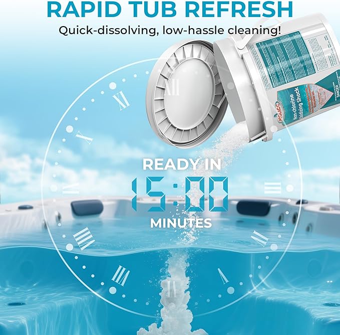 Non-Chlorine Spa Shock for Hot Tub, Chlorine-Free Shock Oxidizer Treatment for Hot Tubs, Spas and Swimming Pools, Fast Acting, Quick Dissolving Oxidizing Shock for Crystal Clear Water- 5lbs*2