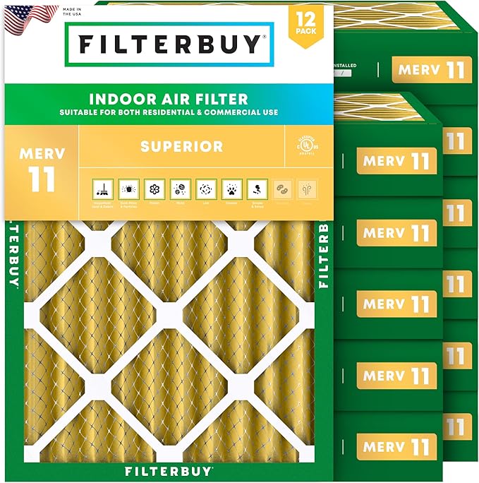 Filterbuy 18x24x4 Air Filter MERV 11 Superior Pet & Allergy Defense (12-Pack), Electrostatic Pleated HVAC AC Furnace Filters Replacement, Made in USA (Actual Size: 17.50 x 23.38 x 3.63)