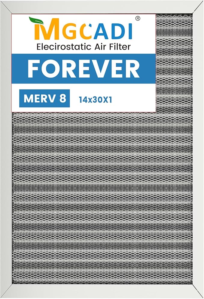 14x30x1 HVAC Furnace Air Filter, Lasts a Lifetime, Washable, the Last HVAC Filter You Will Ever Buy, Breathe Safely at Home or in the Office,Merv 8(Actual Size:13.5x29.5x0.82 Inch)