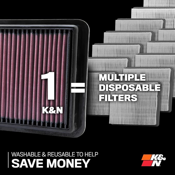 K&N High-Flow Original Lifetime Engine Air Filter: Increase Power: Premium, Washable: Compatible with 2.5L 2020-2025 Ford/Lincoln: Escape, Maverick, Corsair, 33-5122