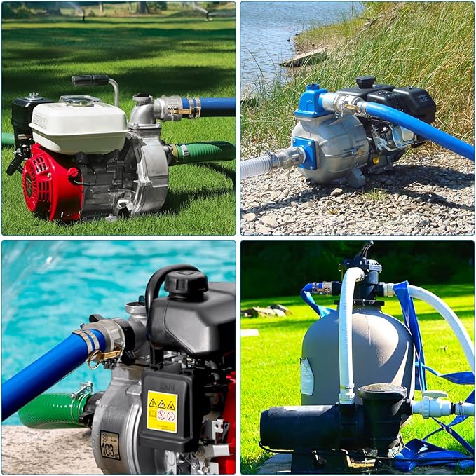2" x 100 Ft Discharge Hose, Heavy Duty PVC Lay Flat Water Backwash Hose,Durable Pool Drain Hose with Aluminum CE Fittings for Water Pump And Filters