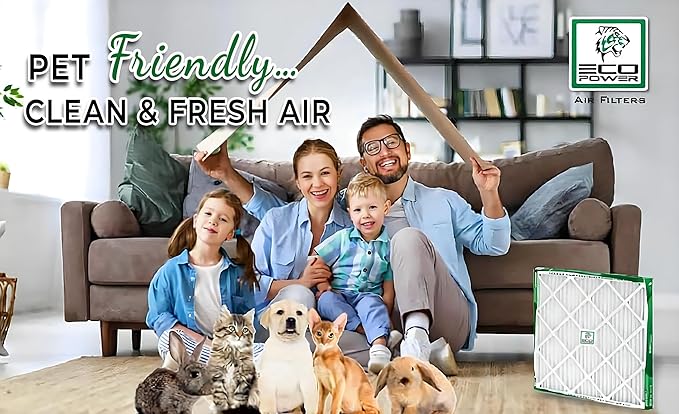 20x25x1 ECO POWER Air Filter MERV 10 (4-Pack), Pleated HVAC AC Furnace Air Filters Replacement, Comparable to MPR 1000 & FPR 7 (Actual Size: 19.6 x 24.6 x 0.75 Inches), SB2482