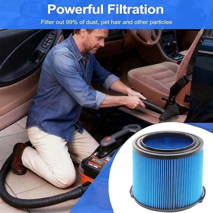 4 Pack Replacement for VF3500 Ridgid Shop Vac Filters 4 Gallon, 3-Layer Wet/Dry Filters Compatible with Ridgid 3-4.5 Gallon Vacuum Cleaner