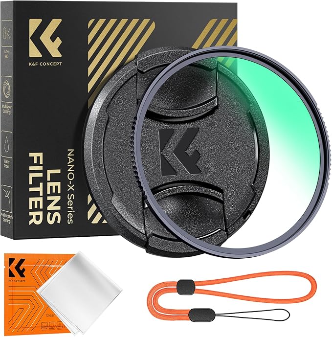 K&F CONCEPT 55mm MC UV Lens Protection Filter with Filter Cap Cleaning Cloth Optical Glass Ultra Slim 28 Multi-Layer Coatings Camera Lens UV Filter (Nano-X Series)