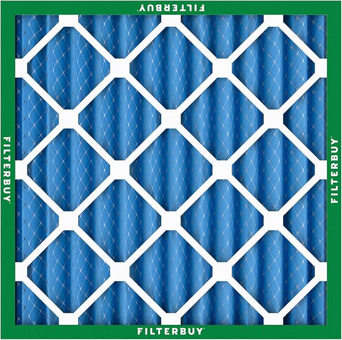 Filterbuy 10x10x2 Air Filter MERV 13 Optimal Smoke & Allergy Defense (3-Pack), Electrostatic Pleated HVAC AC Furnace Filters Replacement, Made in USA (Actual Size: 9.50 x 9.50 x 1.75)