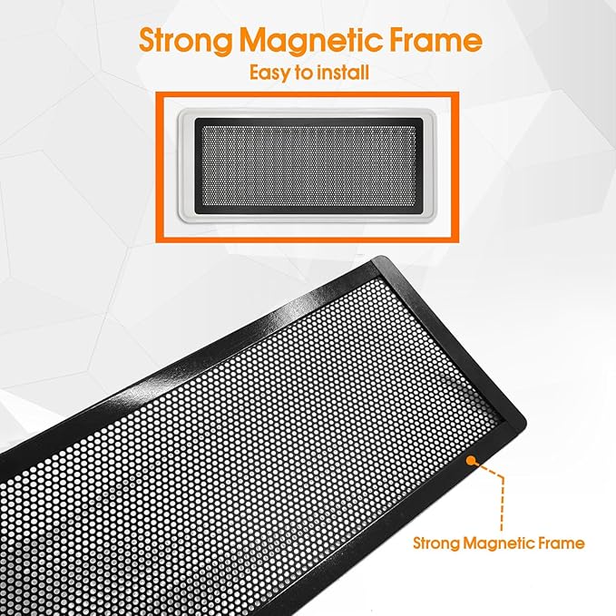 Floor Register Vent Cover, 2"x10" Magnetic Air Vent Screen Mesh Covers for Home Floor/Wall/Ceiling Registers Air Vent Filters, Black (4 Packs)