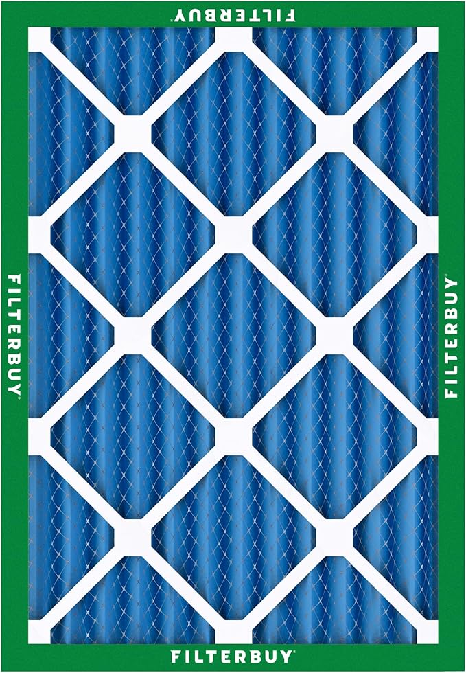 Filterbuy 20x25x2 Air Filter MERV 13 Optimal Smoke & Allergy Defense (3-Pack), Electrostatic Pleated HVAC AC Furnace Filters Replacement, Made in USA (Actual Size: 19.50 x 24.50 x 1.75)