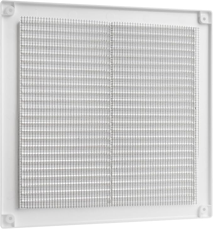 Vent Systems 8" x 8" Inch (Opening Dimensions) - Pack of 2 - Plastic White Soffit Vent Cover - Flat Square Air Vent Grille - Air Vent Deflector - HVAC 10" x 10" Inch (Overall Dimensions)