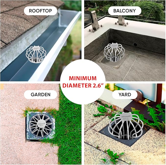 Gutter Guard, 304 Stainless Steel Roof Drain Cover, Anti-Clogging Filter for Leaves & Debris, Outdoor Pipe Protector for Roofs, Balconies, and Gardens (Pack of 1, 3 inch)