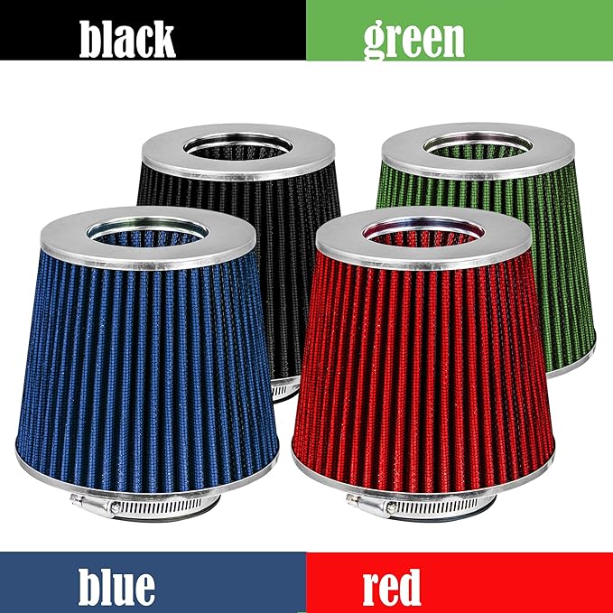 Mortar Aftermarket Auto Air Filter Replacement - Car Enthusiast Class Universal Cold Air Intake Gulps in More Air for More Engine Power & Passionate Induction Sound, 2.5 In, Black