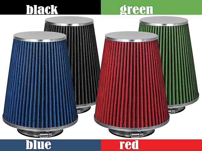 Mortar Aftermarket Auto Air Filter - Car Enthusiast Class Universal Cold Air Intake Gulps in More Air for More Engine Power & Passionate Induction Sound, 8-In-Long, Flange ID 3.5 In, Red